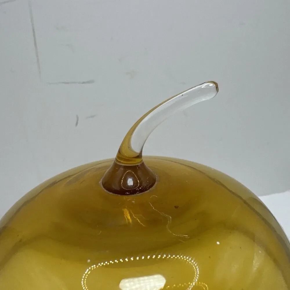 Vintage MCM Kreiss Glass Amber brown Apple Fruit Stunning 5.5 Inches lidded